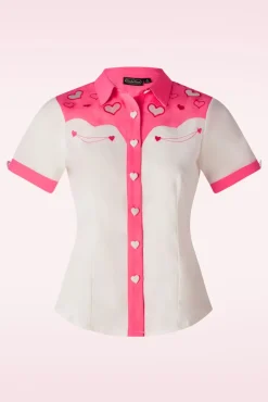 Western Print Geborduurd Shirt In Wit