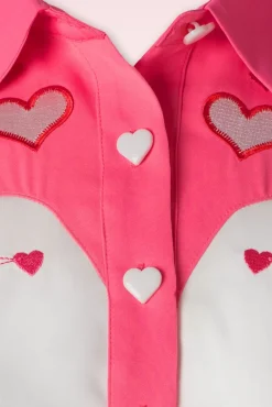 Western Print Geborduurd Shirt In Wit