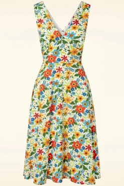 Wild Garden Swing Jurk In Gebroken Wit