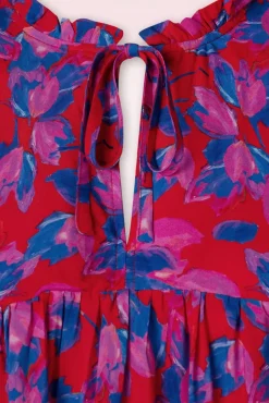 Ylenia Blouse In Rood En Kobalt